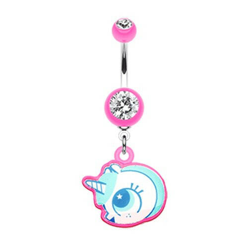 Baby Unicorn Belly Button Ring Navel Ring Impulse Piercings 14 gauge (1.6mm) Pink