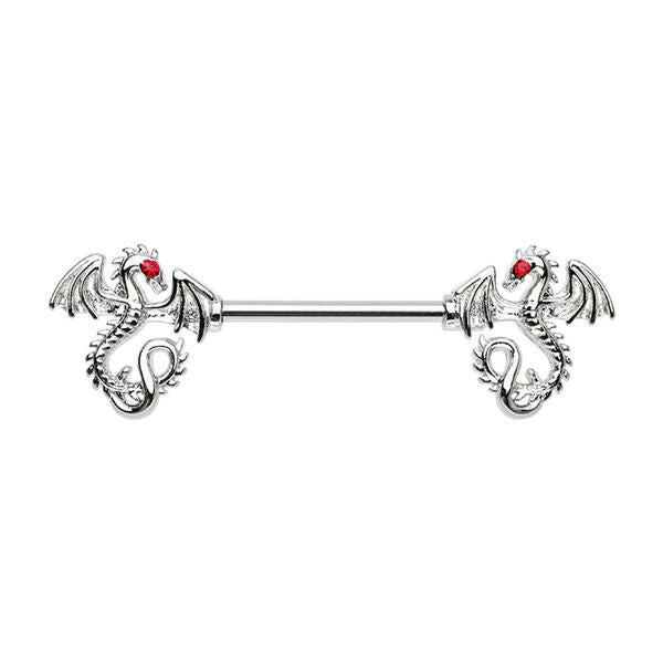 Balerion Jeweled Eye Dragon Nipple Barbell Ring Nipple Ring Impulse Piercings 14 GA Length (16mm)