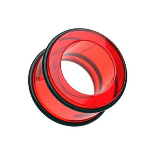 Basic Acrylic No Flare Ear Gauge Tunnel Plug Plugs Impulse Piercings 10 gauge (2.4mm) Red