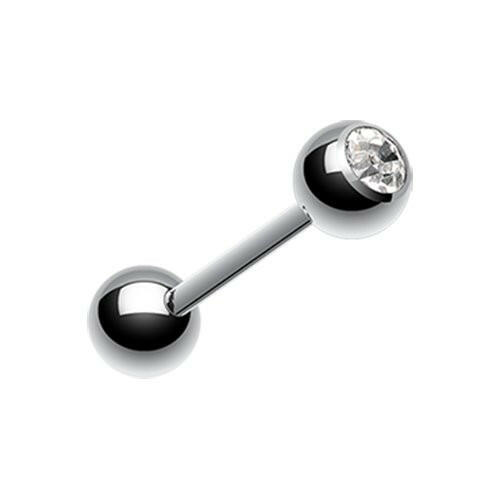 Basic Gem Ball Steel Barbell Tongue Ring Barbell Impulse Piercings 3/16" (5mm) Clear