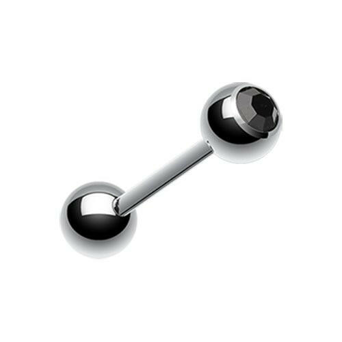 Basic Gem Ball Steel Barbell Tongue Ring Barbell Impulse Piercings 3/16" (5mm) Black