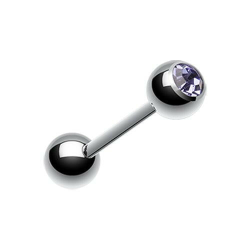 Basic Gem Ball Steel Barbell Tongue Ring Barbell Impulse Piercings 3/16" (5mm) Tanzanite