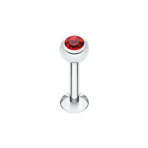 Basic Steel Gem Ball Labret Labret Impulse Piercings 5/16" (8mm) 7/64" (2.5mm) Red