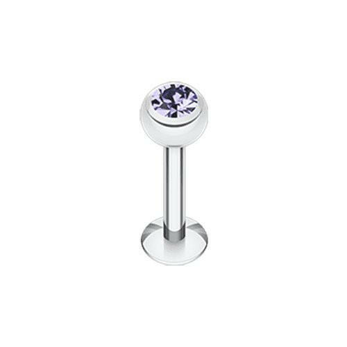 Basic Steel Gem Ball Labret Labret Impulse Piercings 5/16" (8mm) 7/64" (2.5mm) Tanzanite