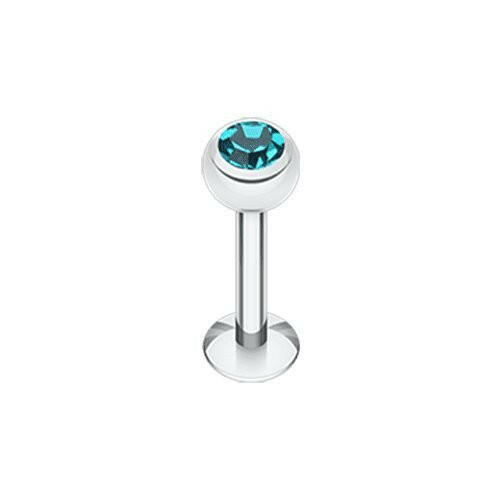 Basic Steel Gem Ball Labret Labret Impulse Piercings 5/16" (8mm) 7/64" (2.5mm) Teal