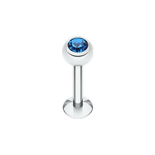 Basic Steel Gem Ball Labret Labret Impulse Piercings 5/16" (8mm) 7/64" (2.5mm) Capri Blue