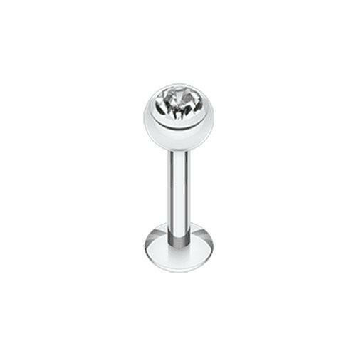 Basic Steel Gem Ball Labret Labret Impulse Piercings 5/16" (8mm) 7/64" (2.5mm) Clear