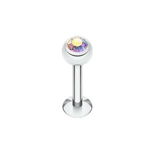 Basic Steel Gem Ball Labret Labret Impulse Piercings 5/16" (8mm) 7/64" (2.5mm) Aurora Borealis