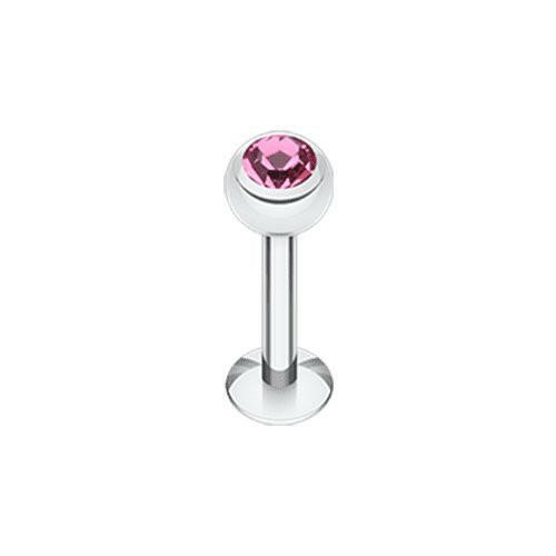 Basic Steel Gem Ball Labret Labret Impulse Piercings 5/16" (8mm) 7/64" (2.5mm) Pink