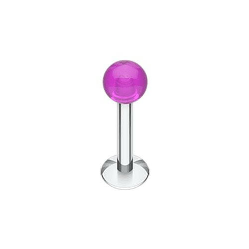 Basic UV Acrylic Ball Top Labret Labret Impulse Piercings 5/16" (8mm) Purple