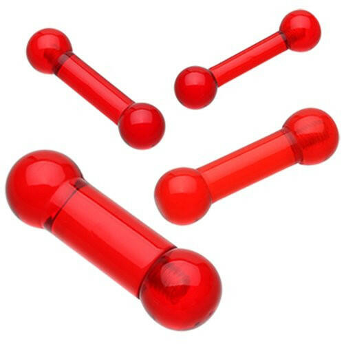 Basic UV Acrylic Piercing Barbell Barbell Impulse Piercings 8 GA (3.2mm) Red