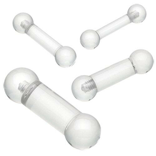 Basic UV Acrylic Piercing Barbell Barbell Impulse Piercings 8 GA (3.2mm) Clear