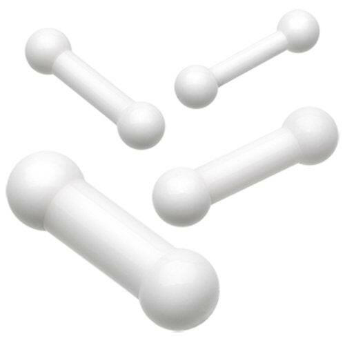 Basic UV Acrylic Piercing Barbell Barbell Impulse Piercings 8 GA (3.2mm) White