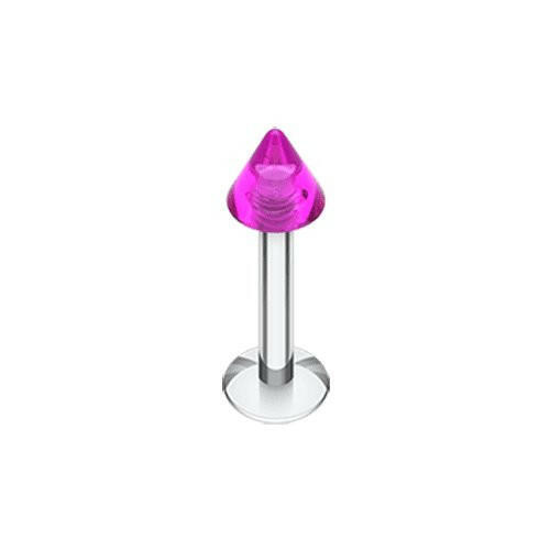 Basic UV Acrylic Spike Top Labret Labret Impulse Piercings 16 GA (1.2mm) 5/32" (4mm) Purple