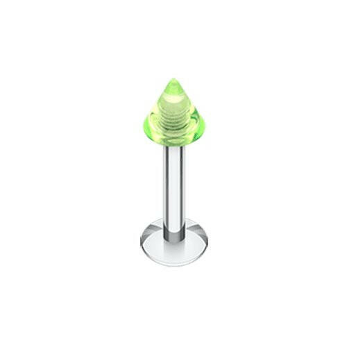 Basic UV Acrylic Spike Top Labret Labret Impulse Piercings 16 GA (1.2mm) 5/32" (4mm) Light Green