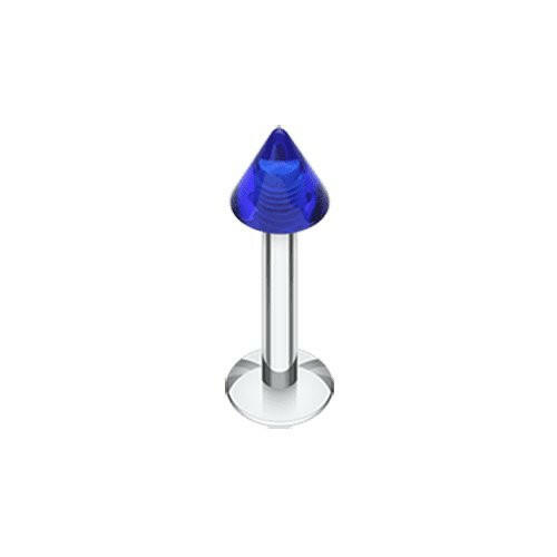 Basic UV Acrylic Spike Top Labret Labret Impulse Piercings 16 GA (1.2mm) 5/32" (4mm) Blue