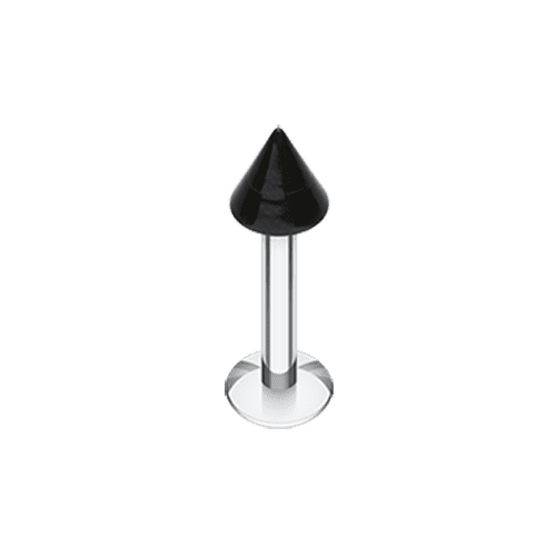 Basic UV Acrylic Spike Top Labret Labret Impulse Piercings 16 GA (1.2mm) 5/32" (4mm) Black