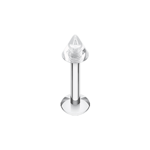 Basic UV Acrylic Spike Top Labret Labret Impulse Piercings 16 GA (1.2mm) 5/32" (4mm) Clear