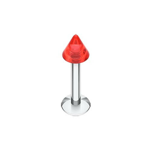 Basic UV Acrylic Spike Top Labret Labret Impulse Piercings 16 GA (1.2mm) 5/32" (4mm) Red