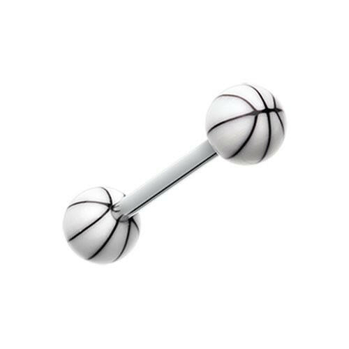 Basketball Acrylic Top Barbell Tongue Ring Barbell Impulse Piercings White