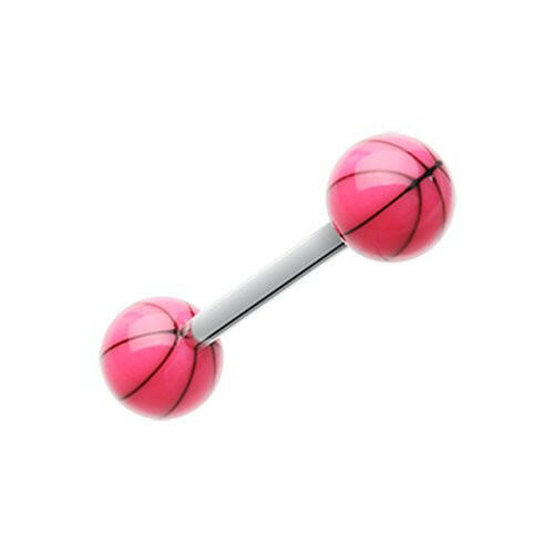 Basketball Acrylic Top Barbell Tongue Ring Barbell Impulse Piercings Pink