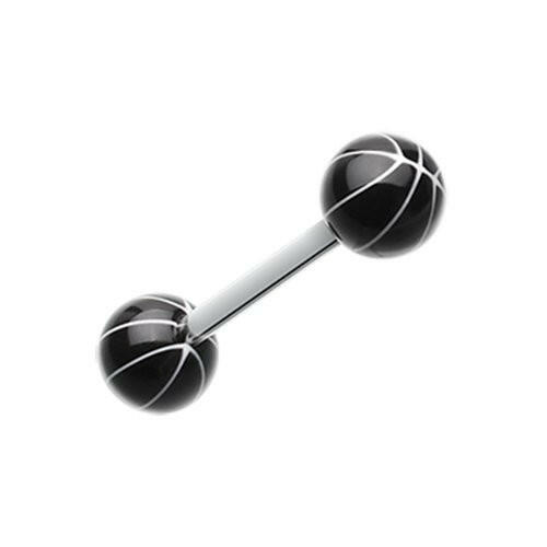 Basketball Acrylic Top Barbell Tongue Ring Barbell Impulse Piercings Black