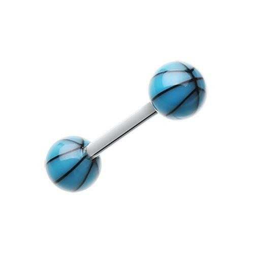 Basketball Acrylic Top Barbell Tongue Ring Barbell Impulse Piercings Blue