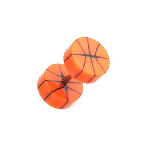 Basketball UV Acrylic Fake Plug Earrings Fake Plug Earrings Impulse Piercings 16 gauge(1.2mm) Orange