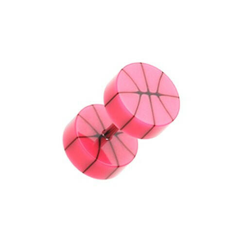 Basketball UV Acrylic Fake Plug Earrings Fake Plug Earrings Impulse Piercings 16 gauge(1.2mm) Pink