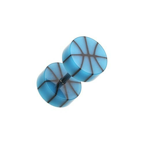 Basketball UV Acrylic Fake Plug Earrings Fake Plug Earrings Impulse Piercings 16 gauge(1.2mm) Blue