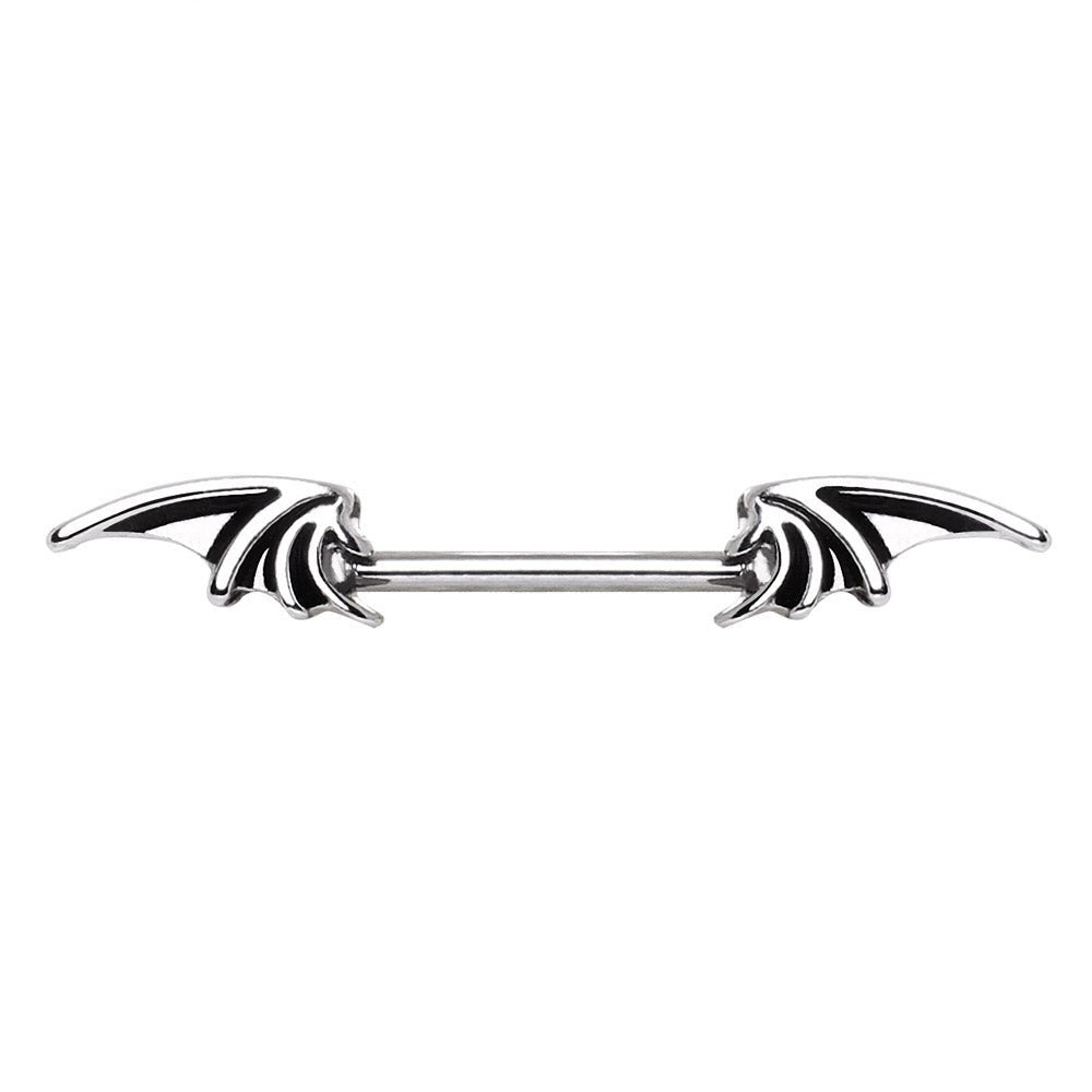Bat Wing Nipple Rings 14G Gothic Nipple Barbell 316L Surgical Steel Pair - Skin Metals
