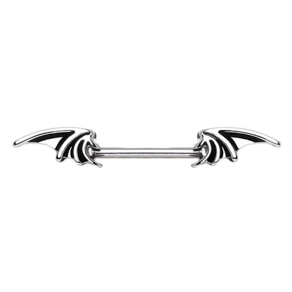 Bat Wing Nipple Rings 14G Gothic Nipple Barbell 316L Surgical Steel Pair - Skin Metals
