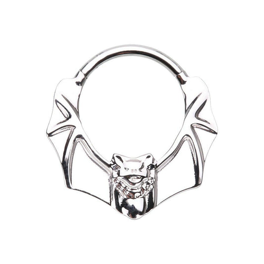 Bat Wings Steel Seamless Hinged Clicker Ring Impulse Piercings 16 GA (1.2mm) / 8mm