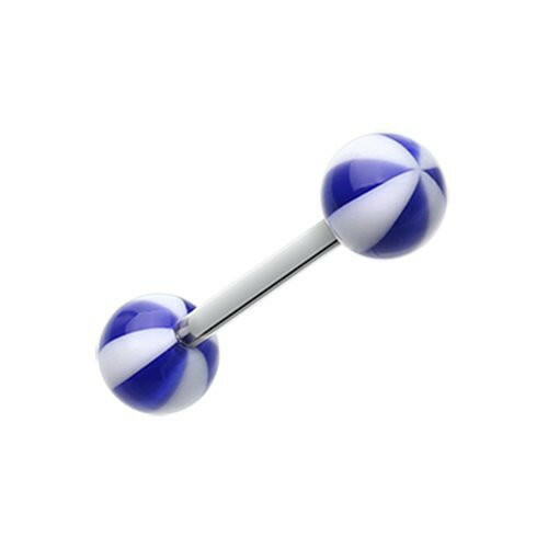 Beach Ball Acrylic Top Barbell Tongue Ring Barbell Impulse Piercings Blue