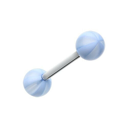 Beach Ball Acrylic Top Barbell Tongue Ring Barbell Impulse Piercings Light Blue