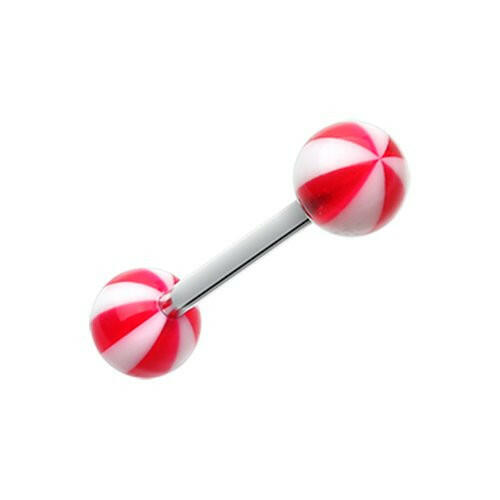 Beach Ball Acrylic Top Barbell Tongue Ring Barbell Impulse Piercings Red