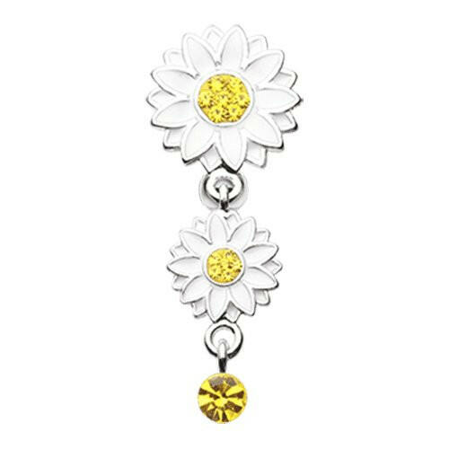 Beach Sunflower Reverse Belly Button Ring Navel Ring Impulse Piercings Yellow