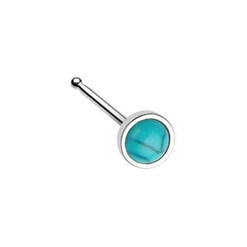 Bezel Set Synthetic Turquoise Stone Nose Stud Ring Nose Ring Impulse Piercings