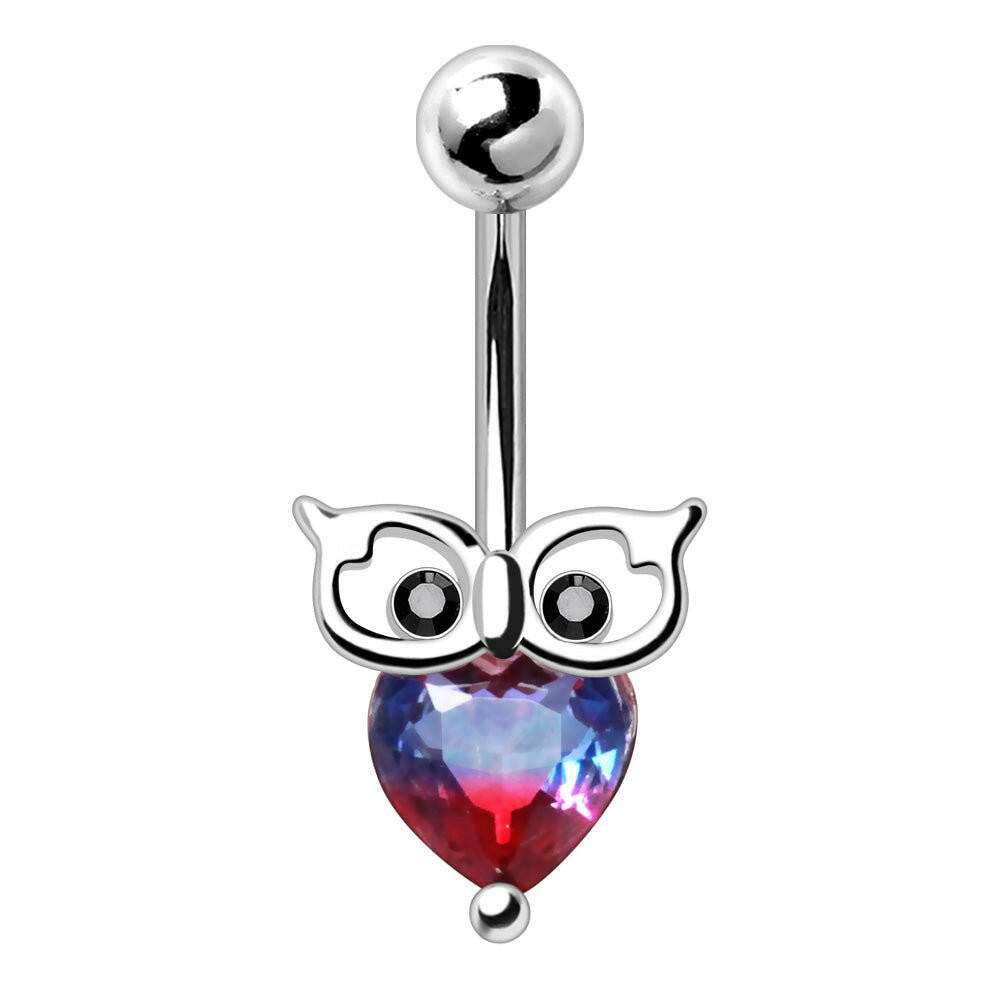 Bicolor Synthetic Tourmaline Owl Navel Ring Navel Ring Impulse Piercings