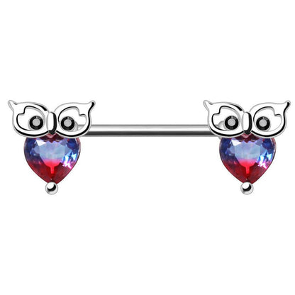 Bicolor Synthetic Tourmaline Owl Nipple Bar Nipple Ring Impulse Piercings