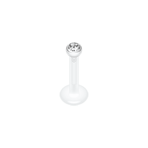 Bio Flexible Gem Ball Push-Fit Labret Labret Impulse Piercings 14 GA (1.6mm) Clear