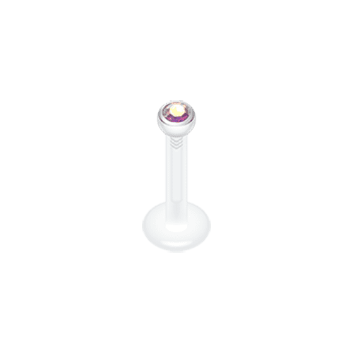 Bio Flexible Gem Ball Push-Fit Labret Labret Impulse Piercings 14 GA (1.6mm) Aurora Borealis