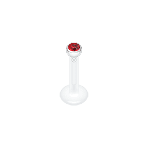 Bio Flexible Gem Ball Push-Fit Labret Labret Impulse Piercings 14 GA (1.6mm) Red