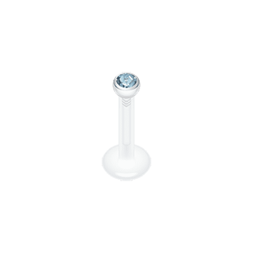 Bio Flexible Gem Ball Push-Fit Labret Labret Impulse Piercings 14 GA (1.6mm) Aqua