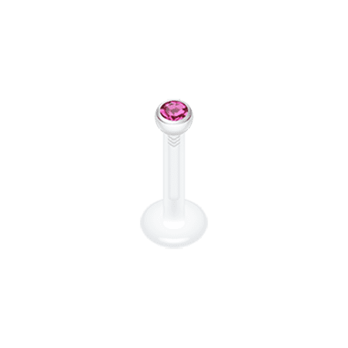 Bio Flexible Gem Ball Push-Fit Labret Labret Impulse Piercings 14 GA (1.6mm) Fuchsia