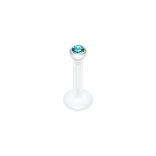 Bio Flexible Gem Ball Push-Fit Labret Labret Impulse Piercings 14 GA (1.6mm) Teal