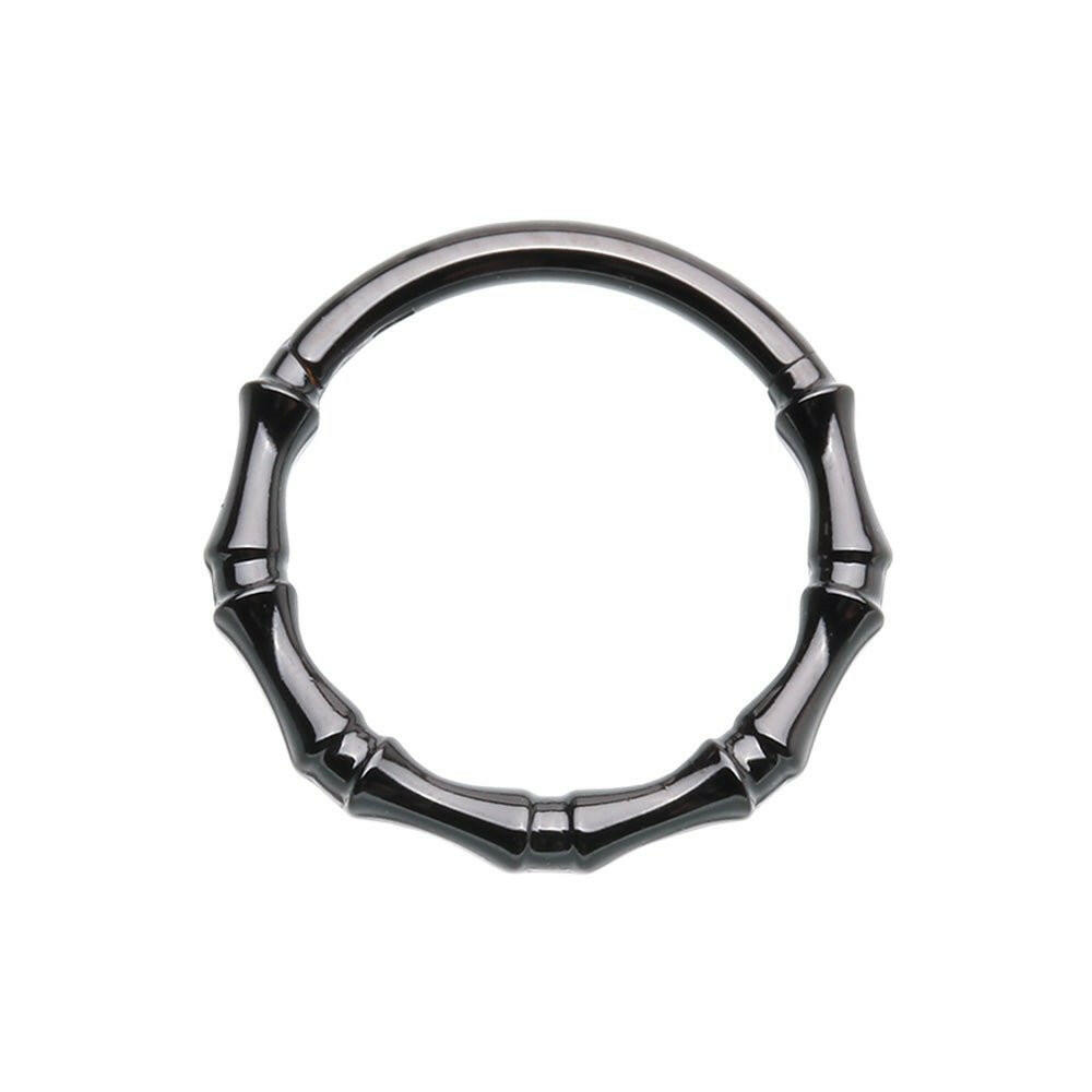 Black Bones Steel Seamless Hinged Clicker Ring Impulse Piercings 16 GA (1.2mm) / 8mm