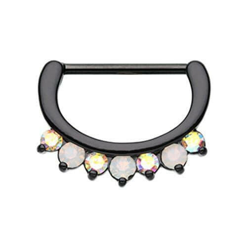 Black Classic Precious Gem Sparkle Nipple Clicker Nipple Ring Impulse Piercings