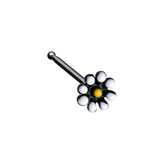 Black Dainty Daisy Enamel Nose Stud Ring Nose Ring Impulse Piercings