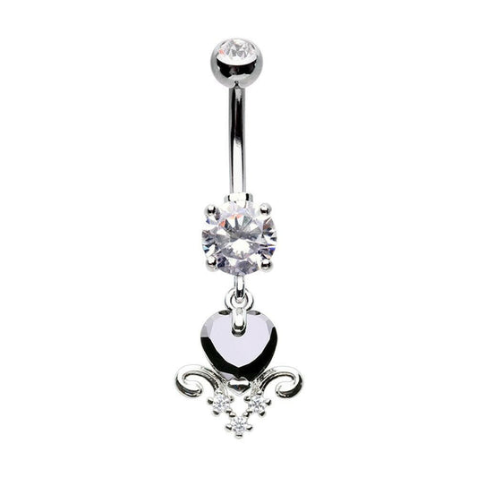 Black Heart Cubic Zirconia Belly Button Ring Navel Ring Impulse Piercings